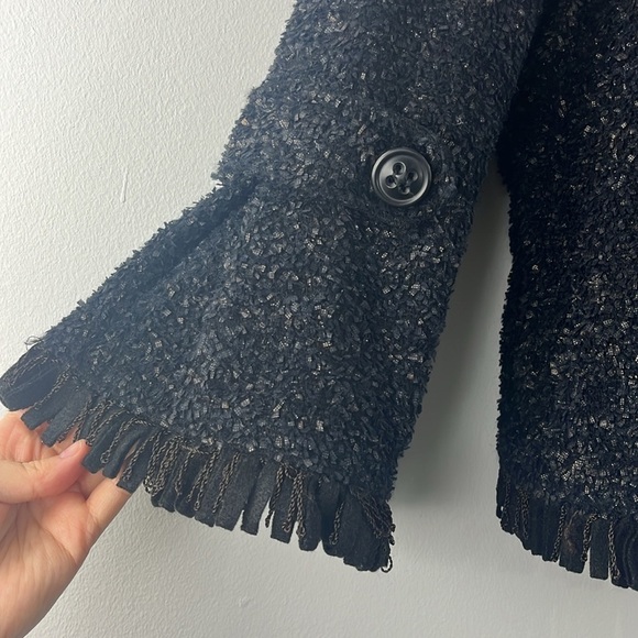 Lafayette 148 Textured Open Front Fringe Wool Blend Blazer Jacket Size 4 Career - Picture 5 of 12